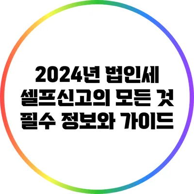 2024년 법인세 셀프신고의 모든 것: 필수 정보와 가이드