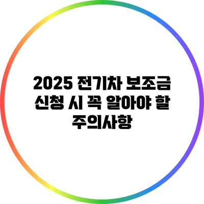 2025 전기차 보조금 신청 시 꼭 알아야 할 주의사항
