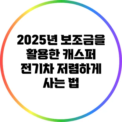 2025년 보조금을 활용한 캐스퍼 전기차 저렴하게 사는 법