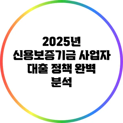 2025년 신용보증기금 사업자 대출 정책 완벽 분석