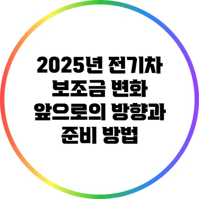 2025년 전기차 보조금 변화: 앞으로의 방향과 준비 방법