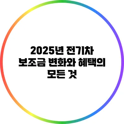 2025년 전기차 보조금 변화와 혜택의 모든 것