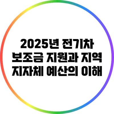 2025년 전기차 보조금 지원과 지역 지자체 예산의 이해