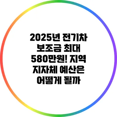 2025년 전기차 보조금 최대 580만원! 지역 지자체 예산은 어떻게 될까?