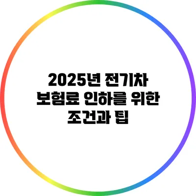 2025년 전기차 보험료 인하를 위한 조건과 팁