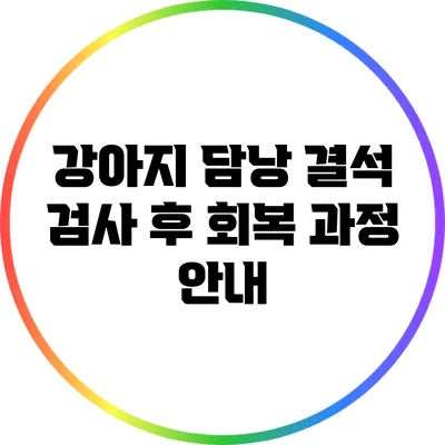 강아지 담낭 결석 검사 후 회복 과정 안내