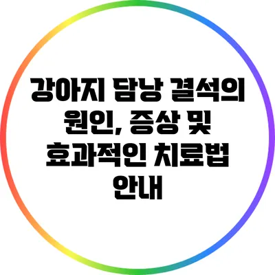 강아지 담낭 결석의 원인, 증상 및 효과적인 치료법 안내