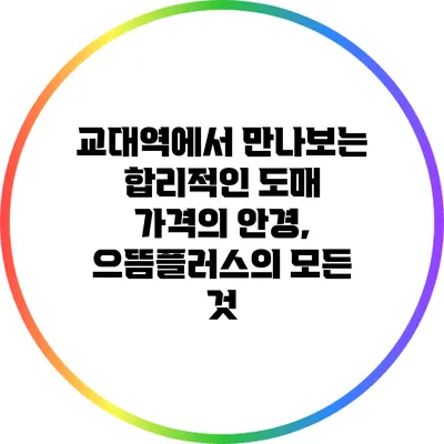 교대역에서 만나보는 합리적인 도매 가격의 안경, 으뜸플러스의 모든 것