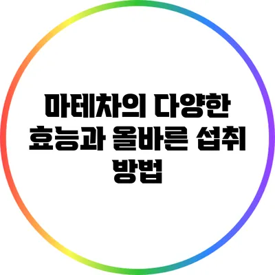 마테차의 다양한 효능과 올바른 섭취 방법