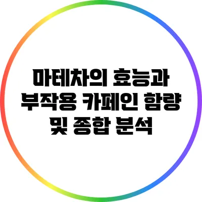 마테차의 효능과 부작용: 카페인 함량 및 종합 분석