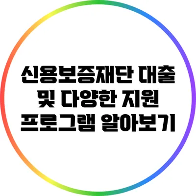 신용보증재단 대출 및 다양한 지원 프로그램 알아보기