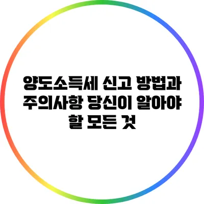 양도소득세 신고 방법과 주의사항: 당신이 알아야 할 모든 것
