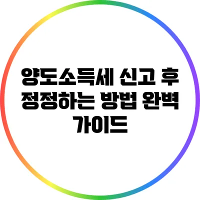 양도소득세 신고 후 정정하는 방법 완벽 가이드