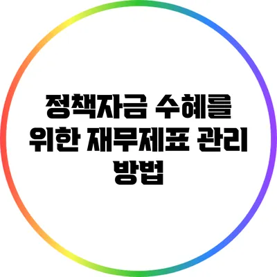 정책자금 수혜를 위한 재무제표 관리 방법