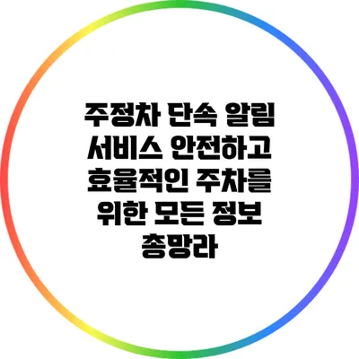 주정차 단속 알림 서비스: 안전하고 효율적인 주차를 위한 모든 정보 총망라