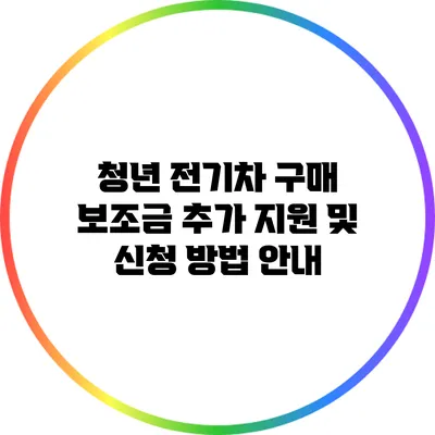 청년 전기차 구매 보조금 추가 지원 및 신청 방법 안내