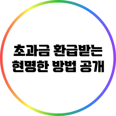 초과금 환급받는 현명한 방법 공개