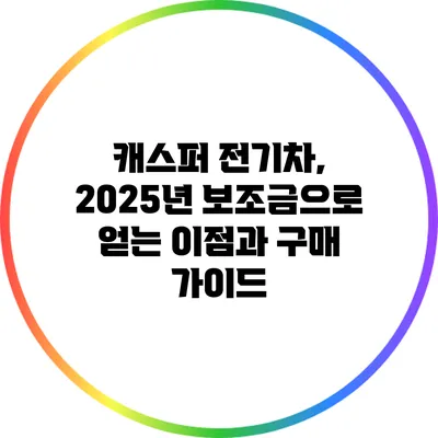 캐스퍼 전기차, 2025년 보조금으로 얻는 이점과 구매 가이드