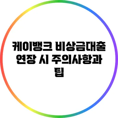 케이뱅크 비상금대출 연장 시 주의사항과 팁