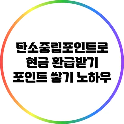 탄소중립포인트로 현금 환급받기: 포인트 쌓기 노하우
