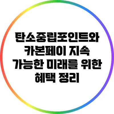 탄소중립포인트와 카본페이: 지속 가능한 미래를 위한 혜택 정리
