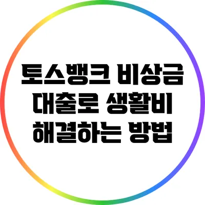 토스뱅크 비상금 대출로 생활비 해결하는 방법