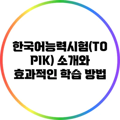 한국어능력시험(TOPIK) 소개와 효과적인 학습 방법