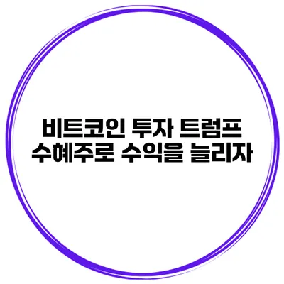 비트코인 투자 트럼프 수혜주로 수익을 늘리자