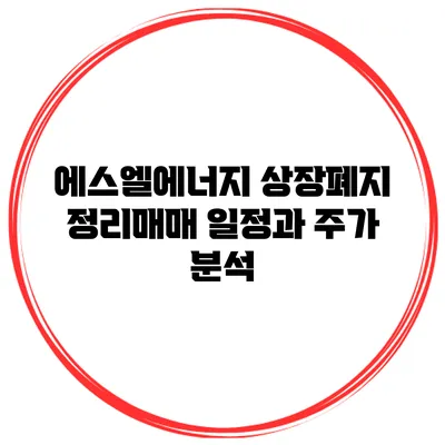 에스엘에너지 상장폐지 정리매매 일정과 주가 분석