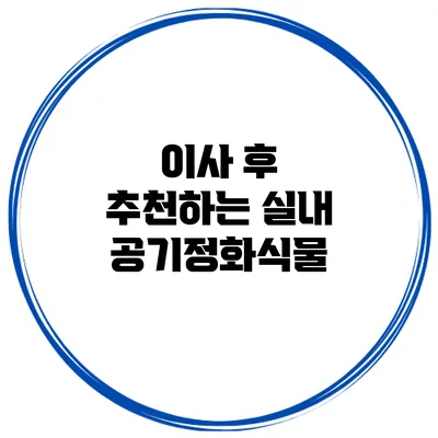 이사 후 추천하는 실내 공기정화식물