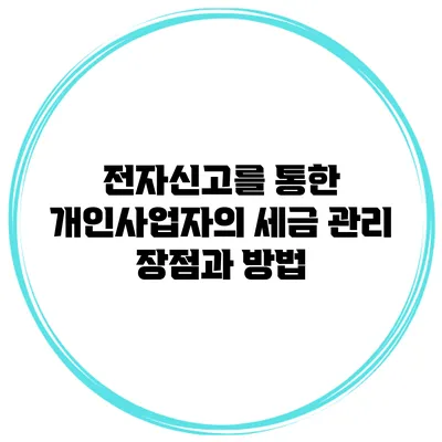 전자신고를 통한 개인사업자의 세금 관리: 장점과 방법