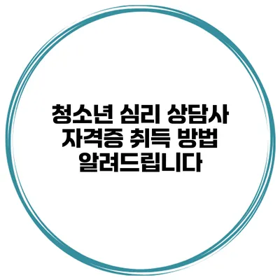청소년 심리 상담사 자격증 취득 방법 알려드립니다