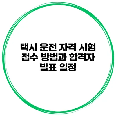택시 운전 자격 시험 접수 방법과 합격자 발표 일정