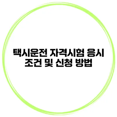 택시운전 자격시험 응시 조건 및 신청 방법