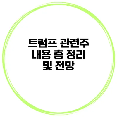 트럼프 관련주 내용 총 정리 및 전망