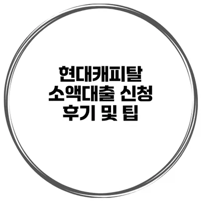현대캐피탈 소액대출 신청 후기 및 팁