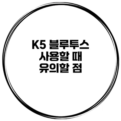 K5 블루투스 사용할 때 유의할 점