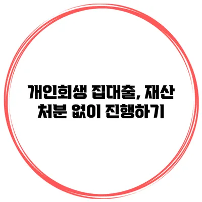 개인회생 집대출, 재산 처분 없이 진행하기