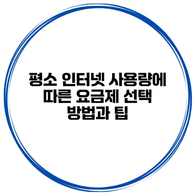 평소 인터넷 사용량에 따른 요금제 선택 방법과 팁
