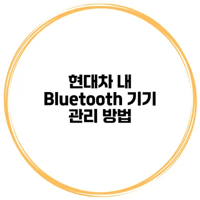 현대차 내 Bluetooth 기기 관리 방법